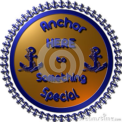 Golden Vintage 3D anchor badge and label Stock Photo